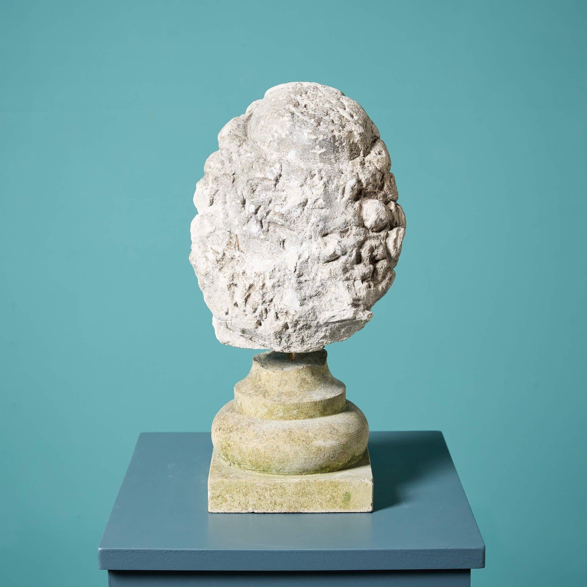 Antique Fragmentary Carved Stone Head on Stand In Fair Condition For Sale In Wormelow, Herefordshire