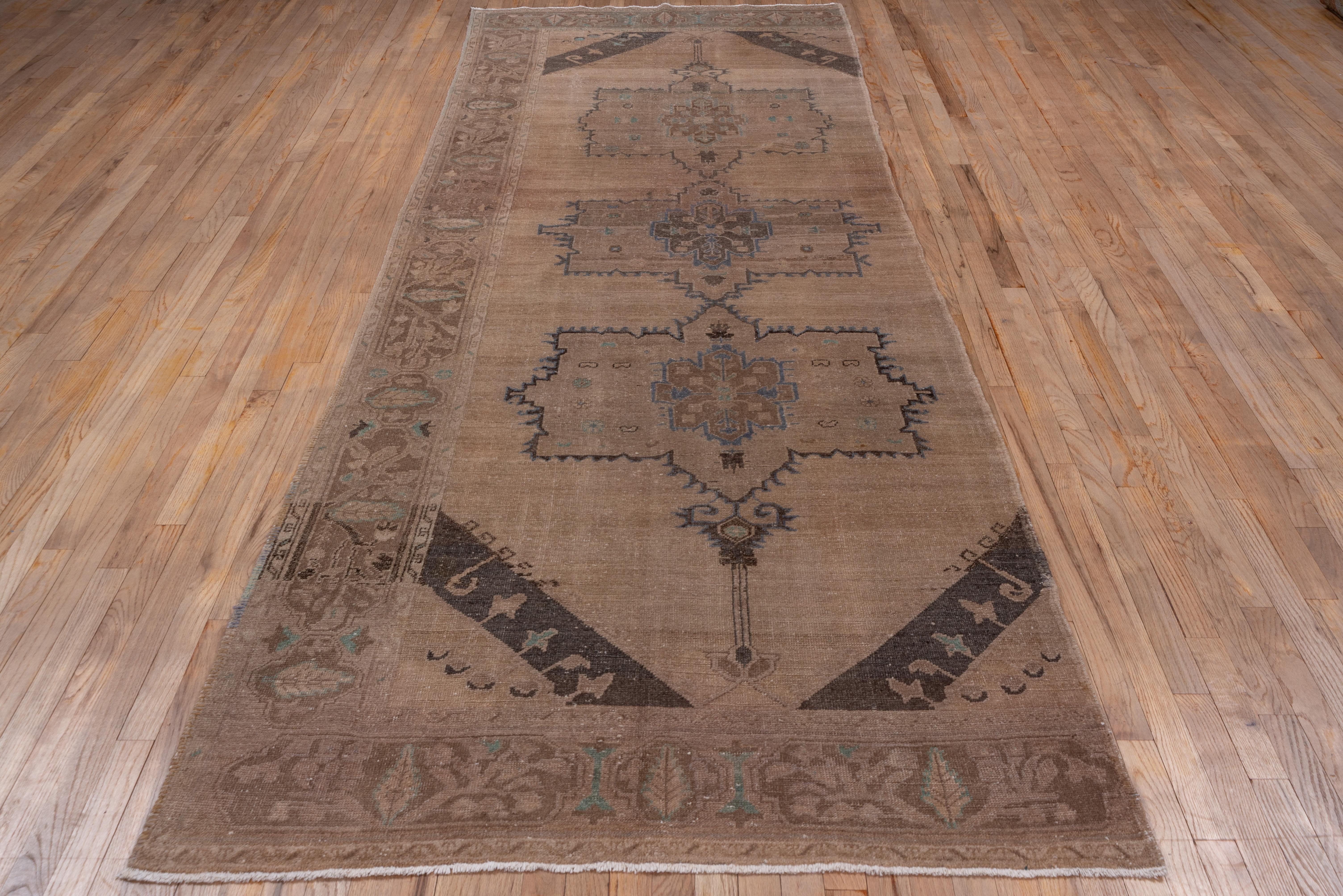 Hand-Knotted Antique Fragmented Oushak Runner, circa 1940s For Sale