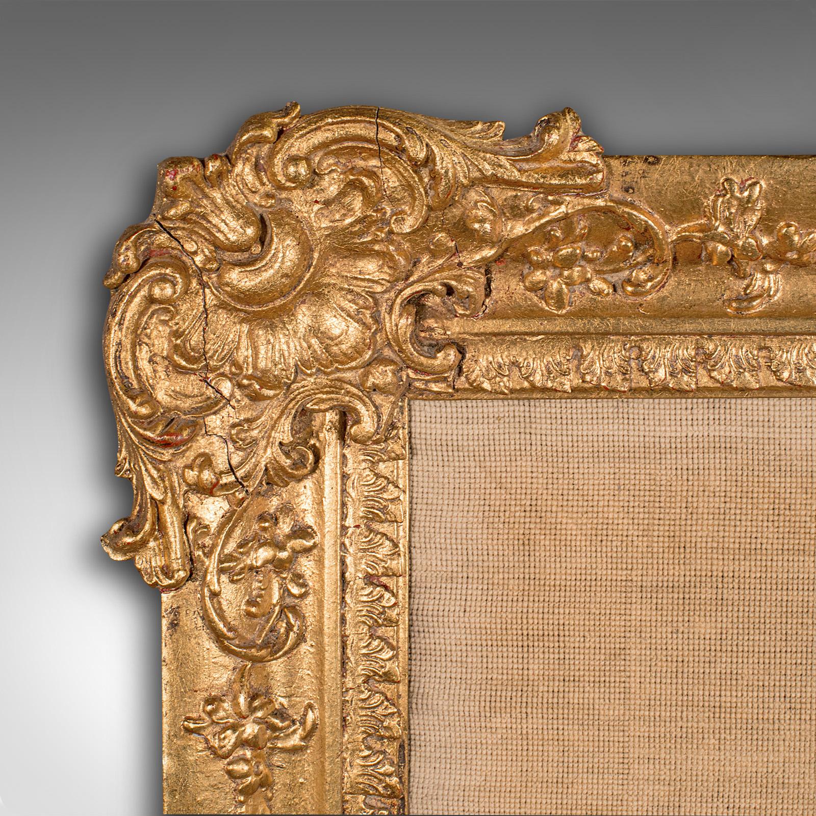 Antiker Rahmen-Wandteppich, kontinental, Nadelspitze, vergoldetes Holz, Paneel, viktorianisch (19. Jahrhundert) im Angebot