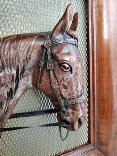Antique Horse Sculpture  Framed Copper Horse Head in Relief