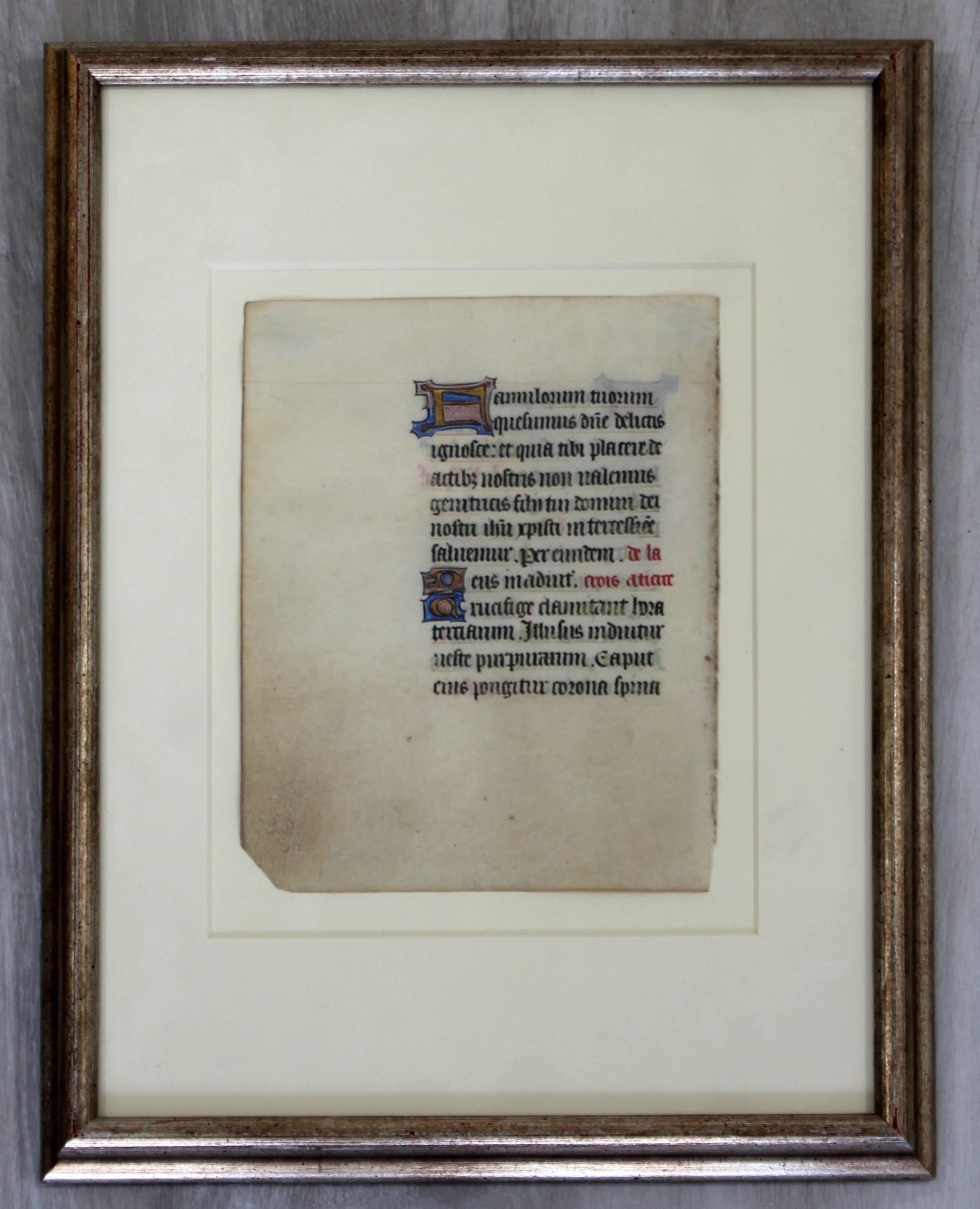 Antique Framed Book of Hours 15th Century French Gouache Gold Leaf In Good Condition In Keego Harbor, MI