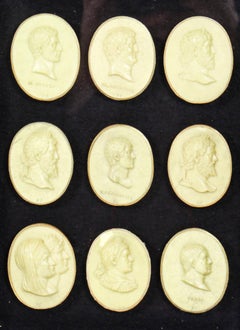 Antique Framed Collection Grand Tour Portrait Bust Medallions 18th C