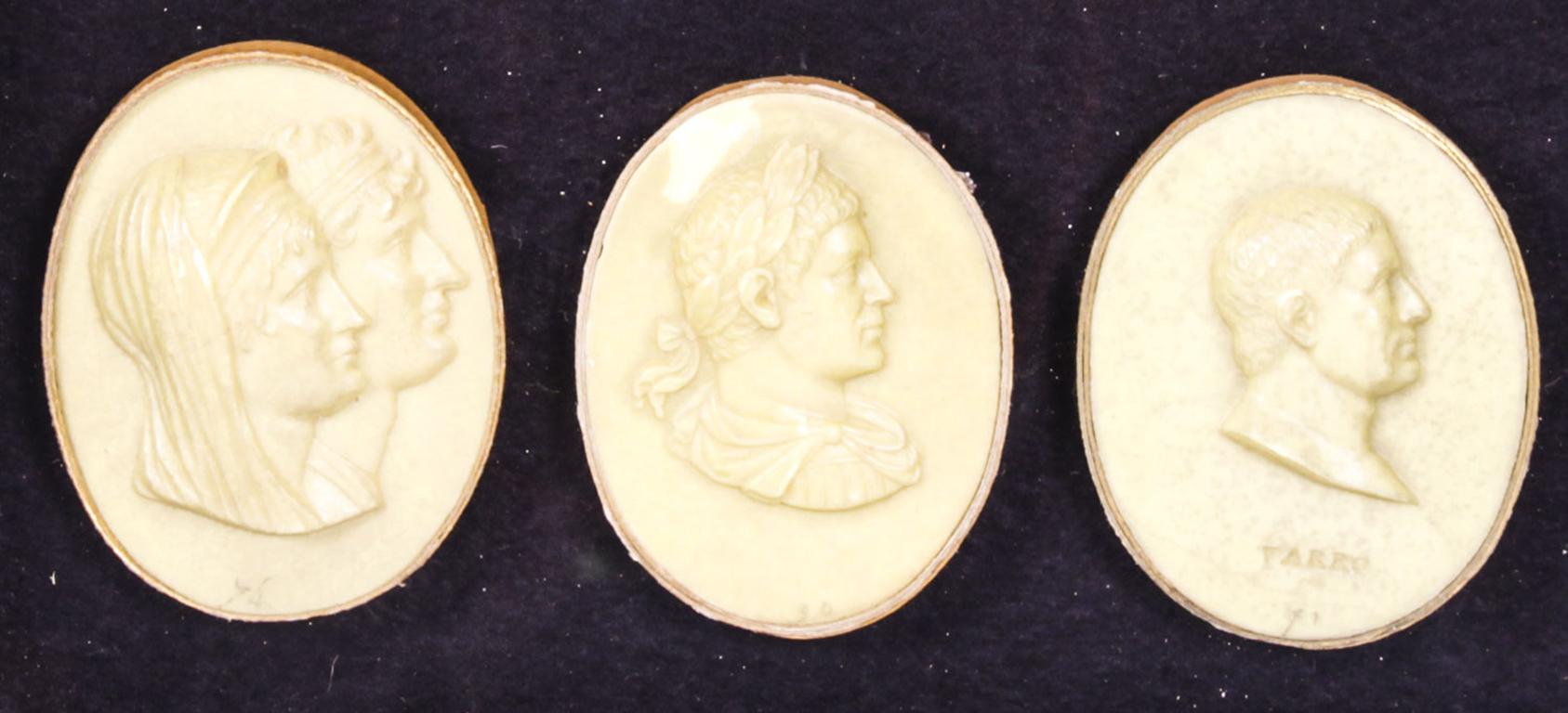 Late 18th Century Antique Framed Collection Grand Tour Portrait Bust Medallions 18th C