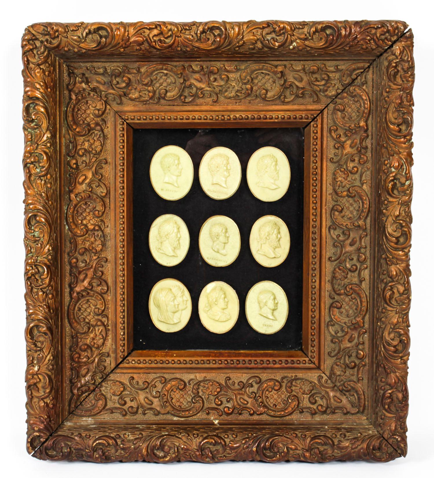 Collezione antica incorniciata Grand Tour Ritratto Busto Medaglioni XVIII sec. 4