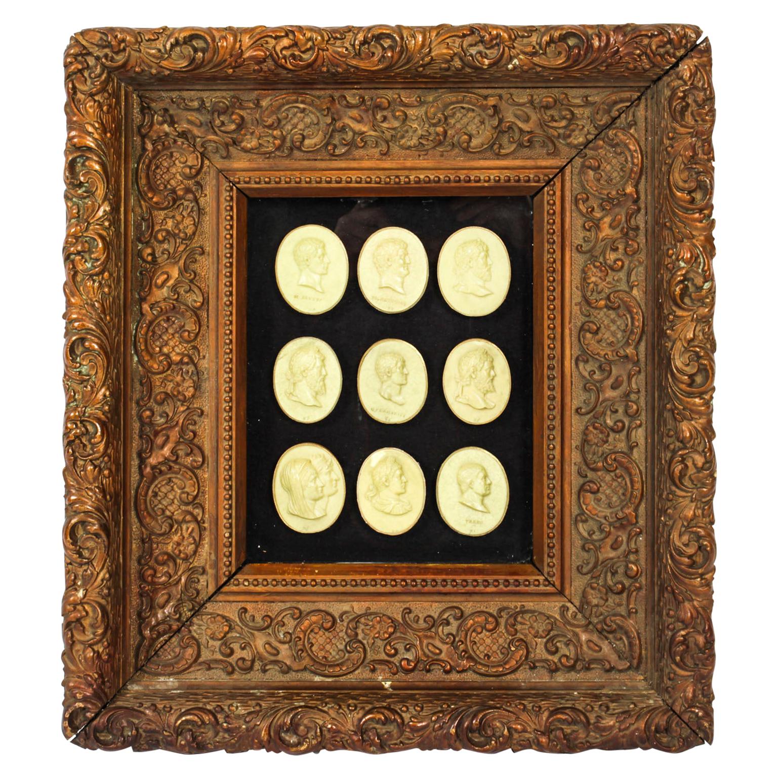 Collezione antica incorniciata Grand Tour Ritratto Busto Medaglioni XVIII sec.