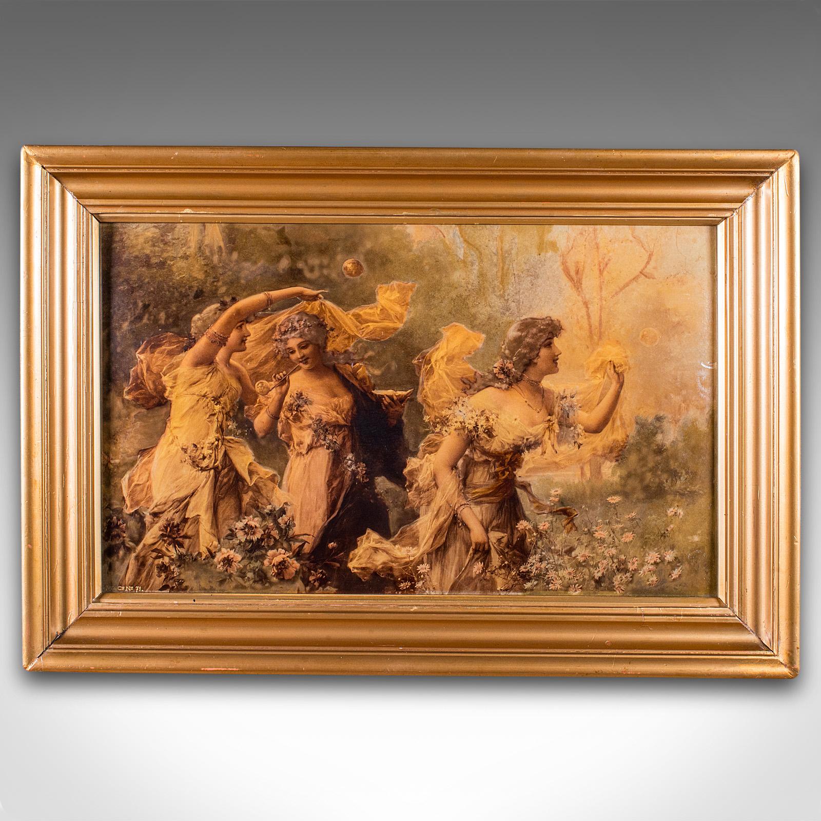 
Se trata de un antiguo cuadro de cristoleo enmarcado. Pintura continental al mezzotinto sobre vidrio, a la manera de la Continental School, de finales de la época victoriana, hacia 1900.

Fascinante mezzotinta sobre vidrio, de tonalidad fina y