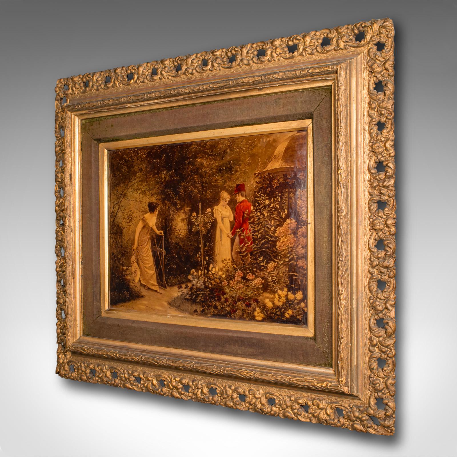 Late Victorian Antique Framed Crystoleum Picture, English, Mezzotint Painting, Art, Victorian