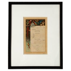 Antico menu del ristorante 'Dejeuner' (pranzo) incorniciato, Francia, 1901