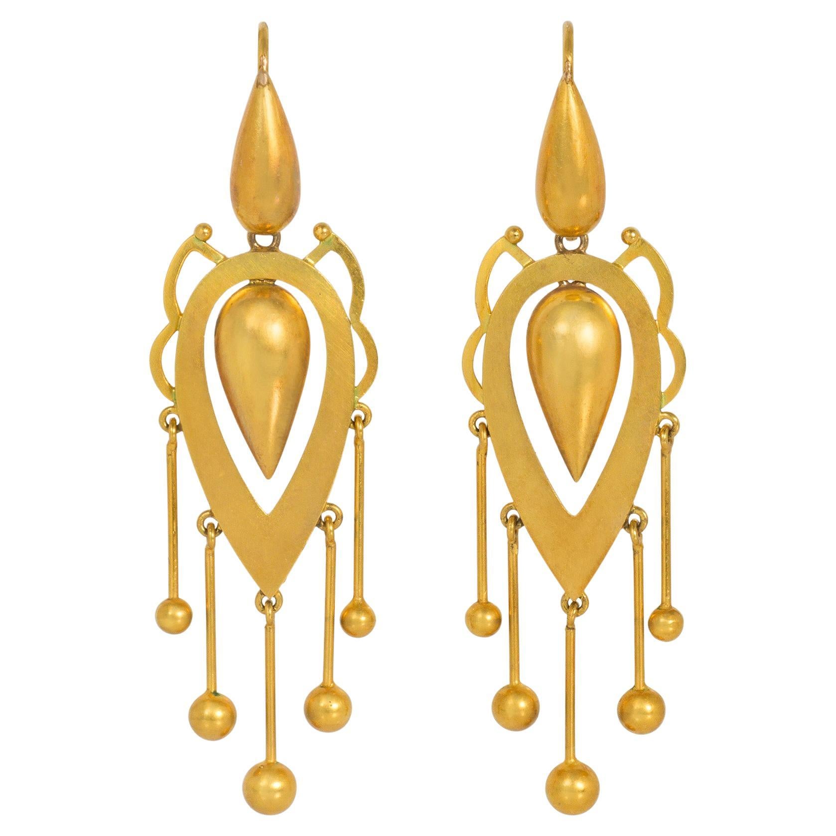 Antique framed drop pendant earrings