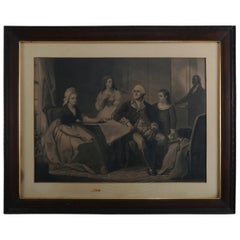 Antique Framed Edward Savage Print "Washington and the Family" Stipple Engraving