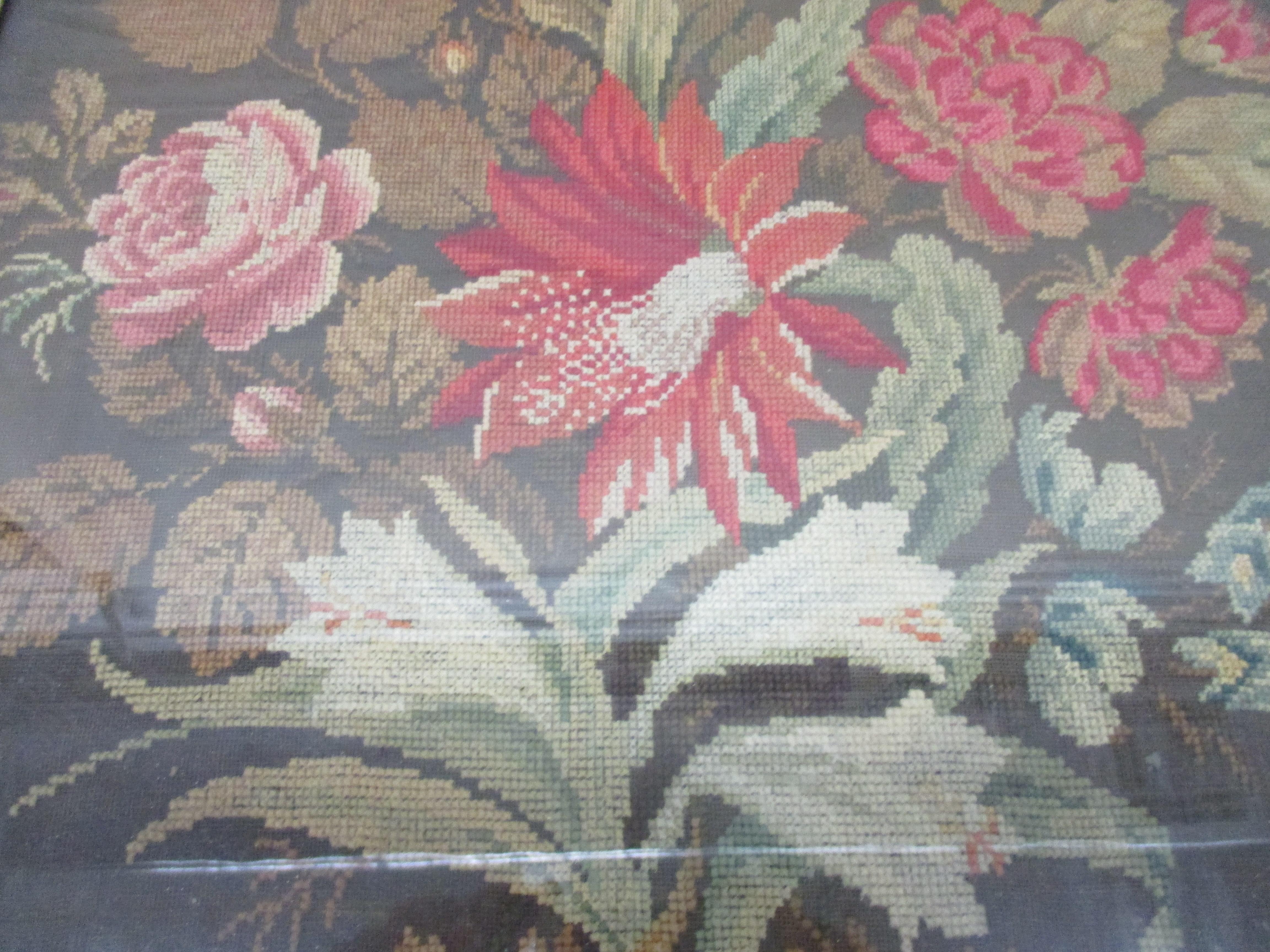 Antique framed English needlework Tapestry panel 
Size: 20
