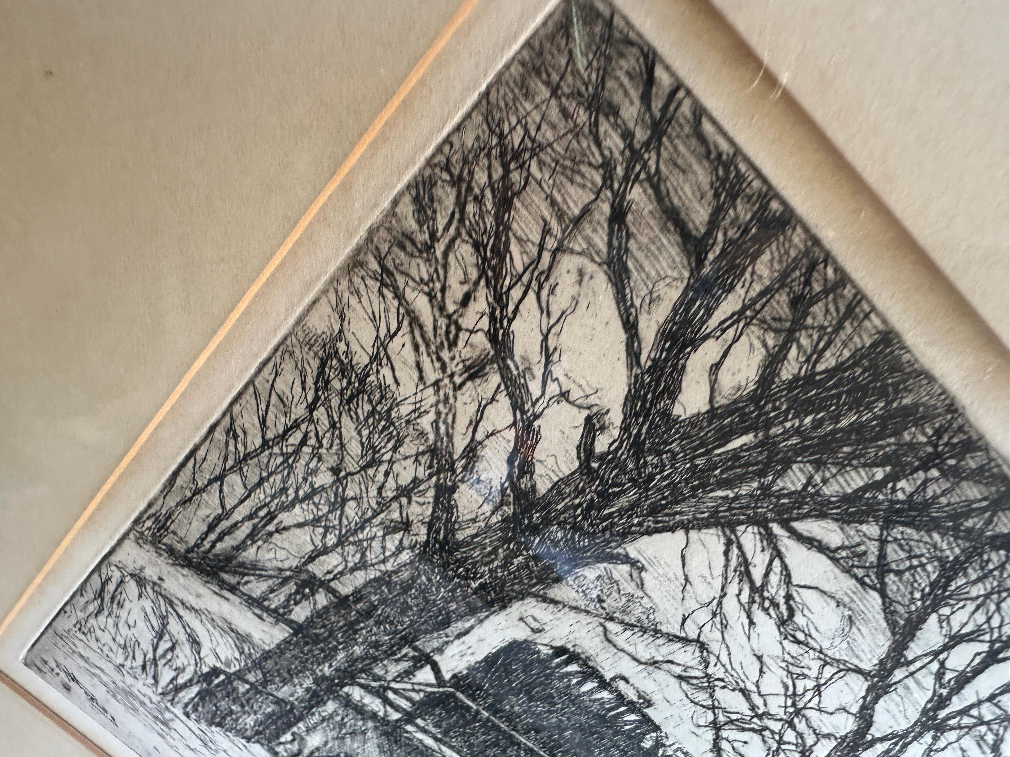 Framed Etching by E. T. HURLY, Arts & Crafts 