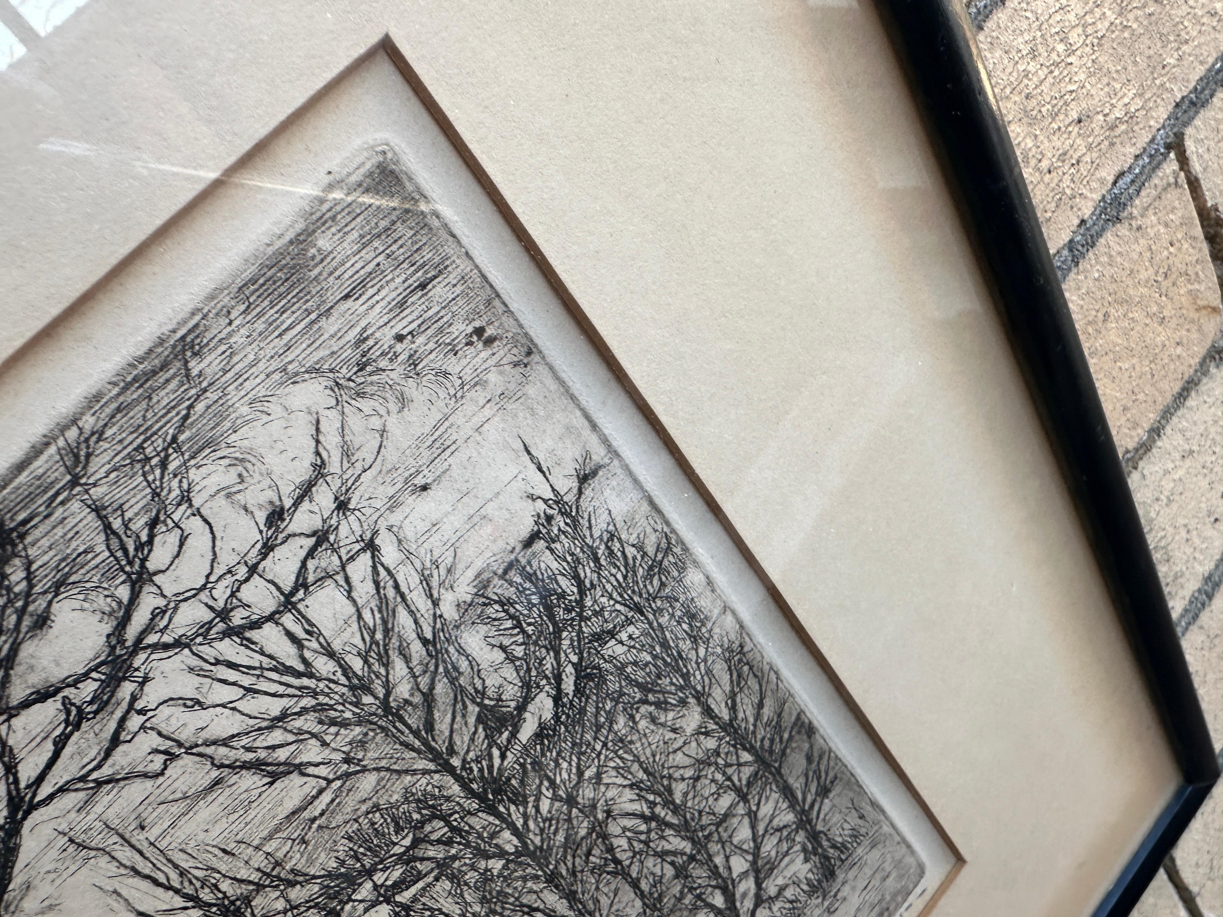 Framed Etching by E. T. HURLY, Arts & Crafts 
