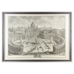 Antique Framed Etching of St. Peter's Basilica by Giuseppe Vasi found in France