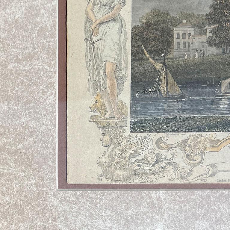 Antique Framed Hand Colored Engraved Bookplate Lord Harcourts England 1800s For Sale 3