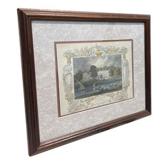 Antique Framed Hand Colored Engraved Bookplate Lord Harcourts England 1800s