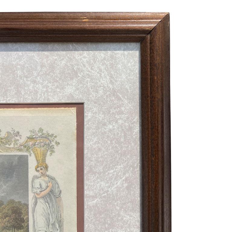 Antique Framed Hand Colored Engraved Bookplate Lord Harcourts England 1800s In Good Condition For Sale In Oklahoma City, OK