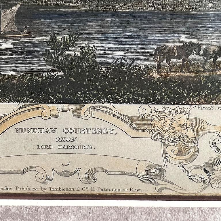 Antique Framed Hand Colored Engraved Bookplate Lord Harcourts England 1800s For Sale 1