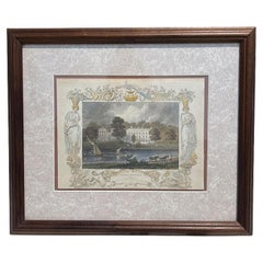 Antique Framed Hand Colored Engraved Bookplate Lord Harcourts England 1800s