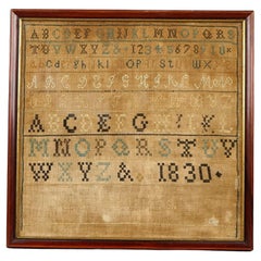 Antique Framed Hand Crafted Needlework ABC Alphabet Sampler Dated 1830