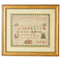 Antique Framed Hand Crafted Needlework ABC Alphabet Sampler Dated Summer of 1852