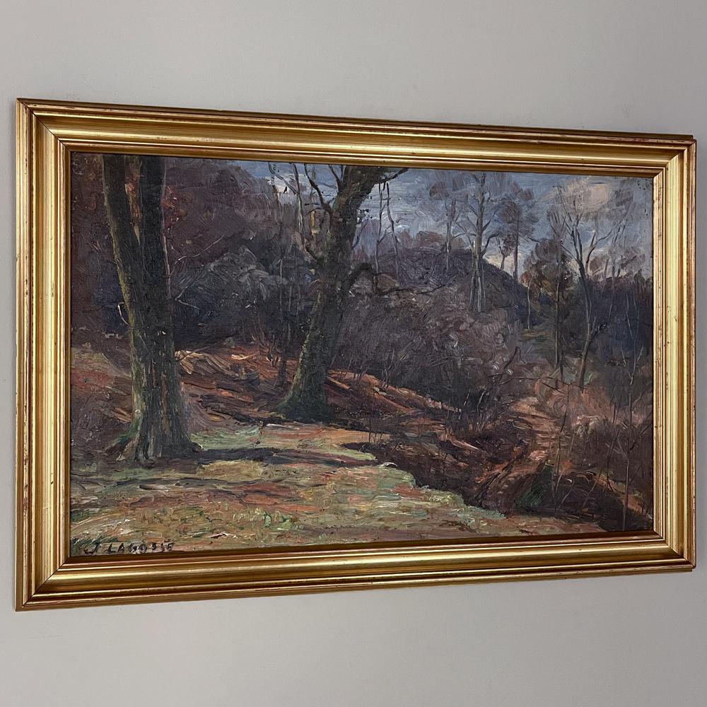 Belgian Antique Framed Impressionist Oil on Canvas by Joseph Lagasse For Sale