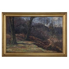 Antiguo óleo impresionista sobre lienzo enmarcado de Joseph Lagasse