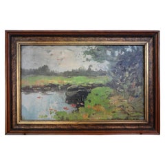 Antique Framed Impressionistic Oil Painting on Board