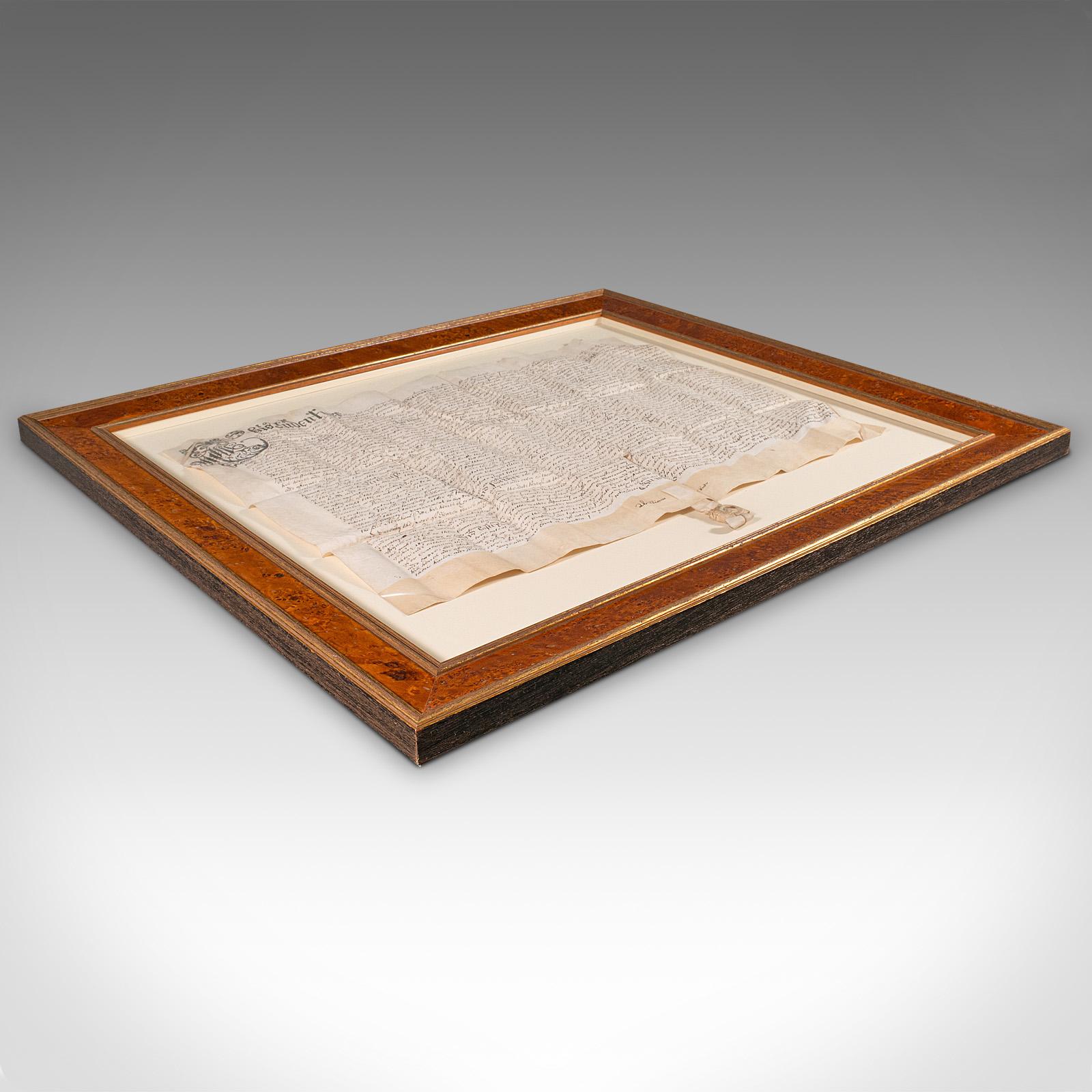 Antike gerahmte Abmachung, Englisch, Vellum, Dokument, 17. Jahrhundert, datiert 1671 im Angebot 4
