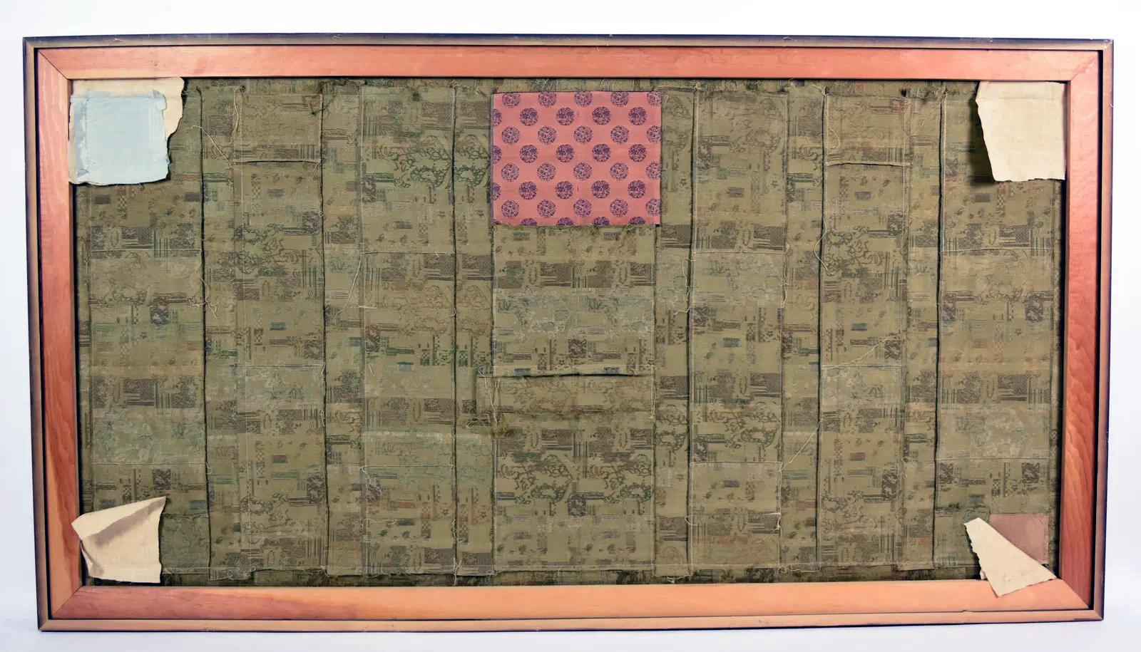Patchwork Antique Framed Japanese Silk Kesa Monk's Robe Edo Period For Sale