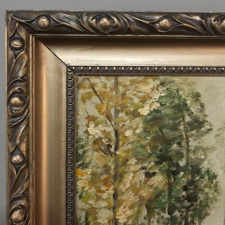 Antique Framed Landscape Oil Painting on Canvas For Sale 2
