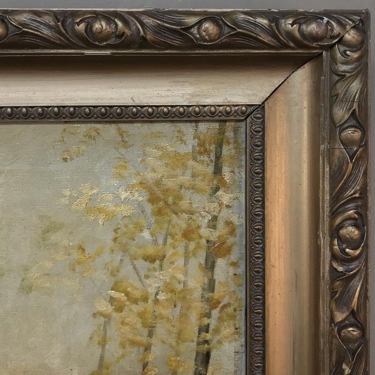 Antique Framed Landscape Oil Painting on Canvas For Sale 3