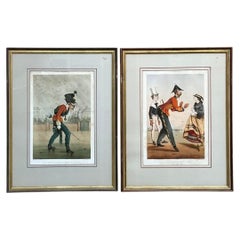 Antique Framed Military Caricature Prints - Pair