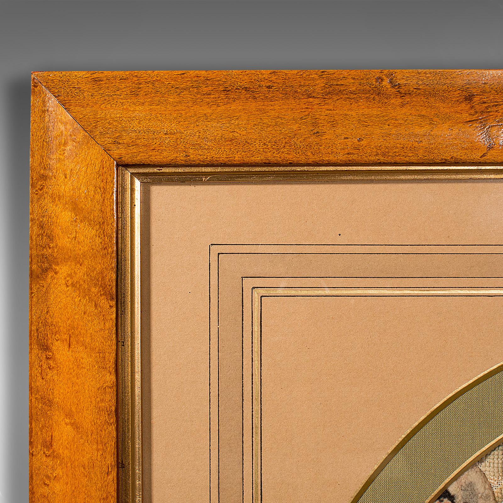British Antique Framed Needlepoint Scene, English, Stump Work Tapestry Panel, Victorian For Sale
