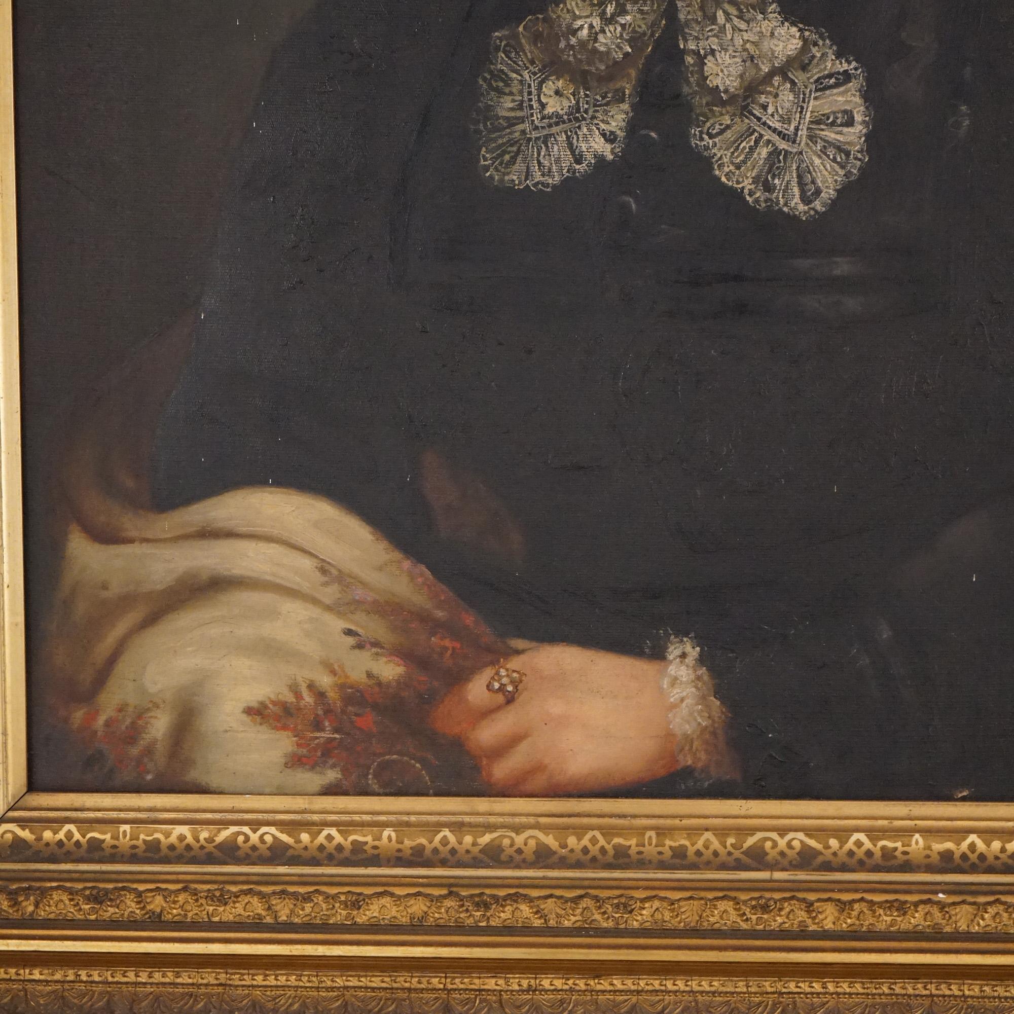Antique Framed Oil on Canvas 19th Century Portrait Painting of a ...