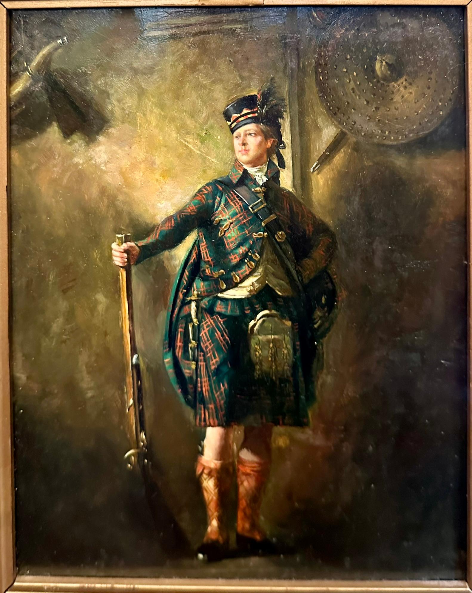 Antique Framed Oil on Canvas Painting of a Scottish Highlander.  Painting is unsigned.