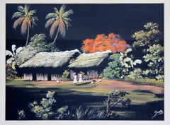 Antique Framed Oil on Masonite Painting Signed by William Edouard Scott Haitian