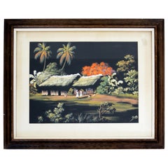 Ancienne peinture à l'huile sur masonite encadrée et signée par William Edouard Scott Haitian