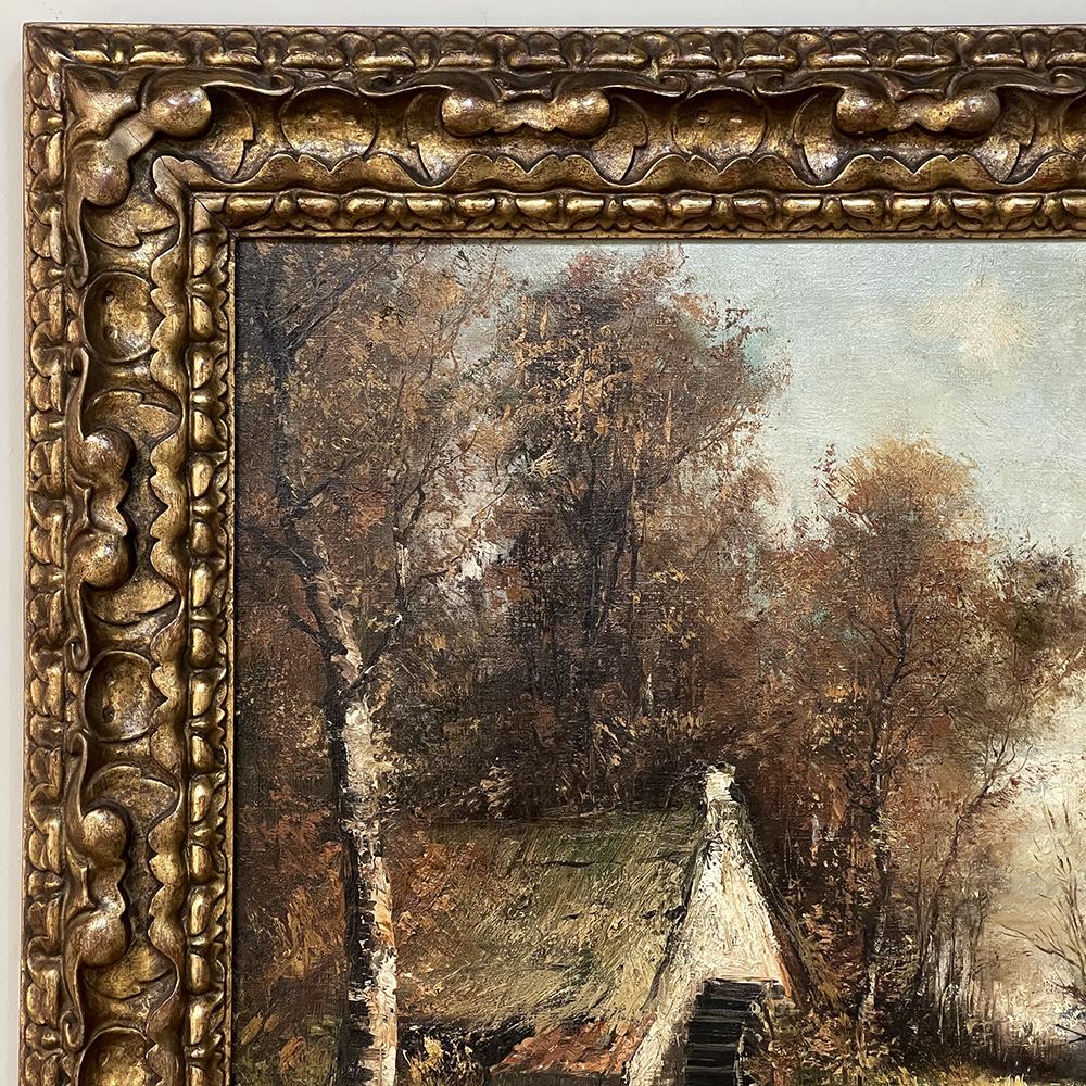 Antique Framed Oil Painting by Francois De Lalande In Good Condition For Sale In Dallas, TX