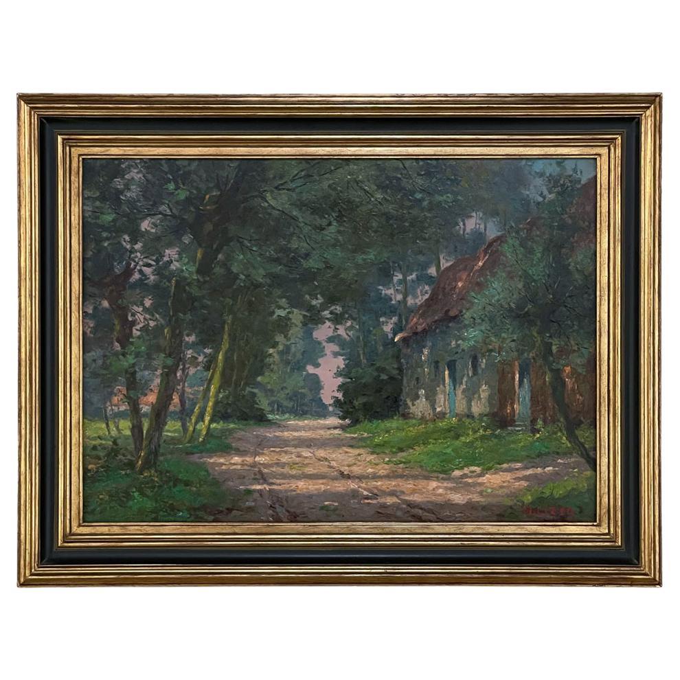 Antique Framed Oil Painting by Marcel Lizen