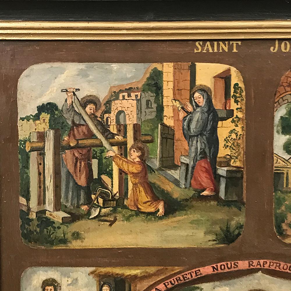 20th Century Antique Framed Oil Painting, Montage of Saint Joseph's Life For Sale