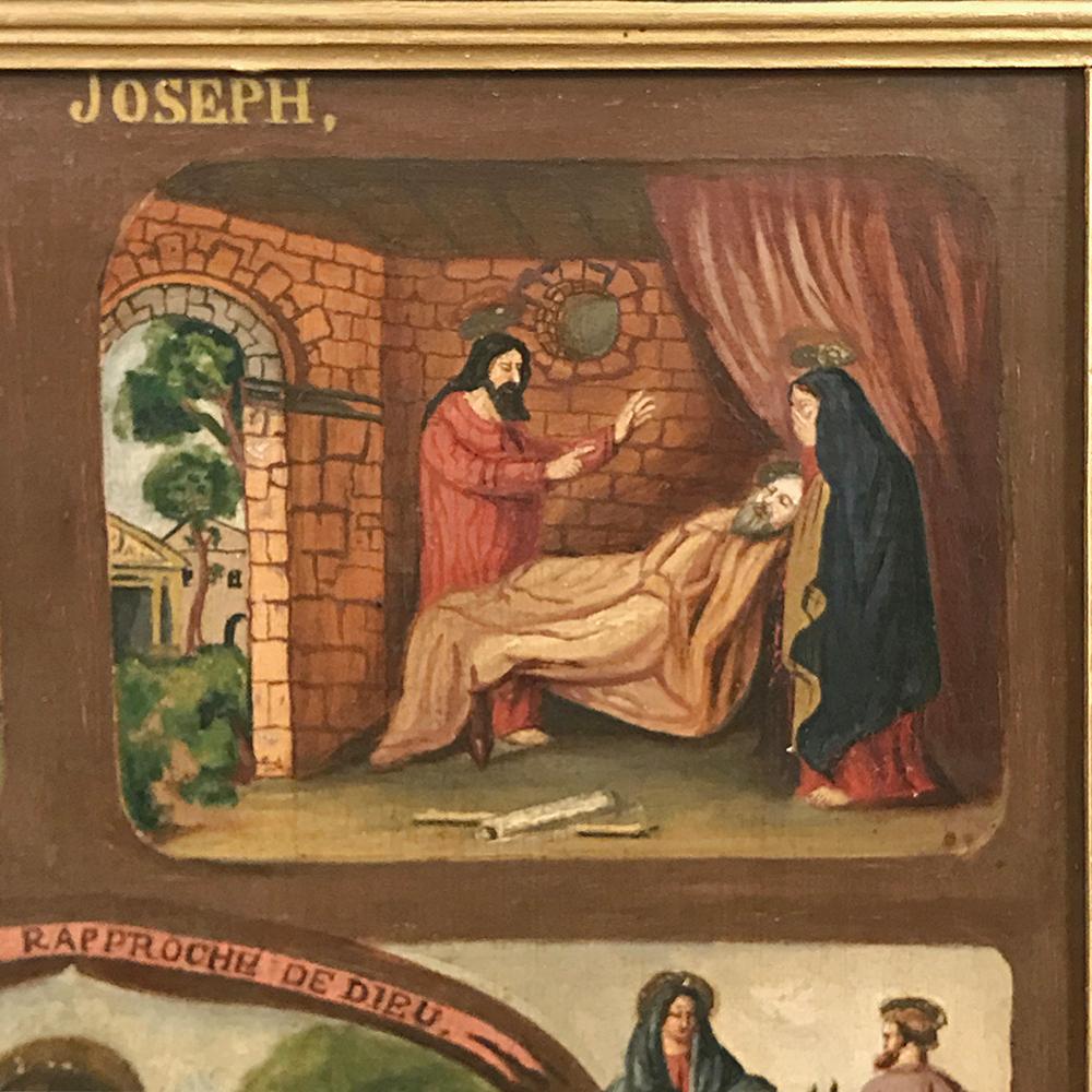 Canvas Antique Framed Oil Painting, Montage of Saint Joseph's Life For Sale