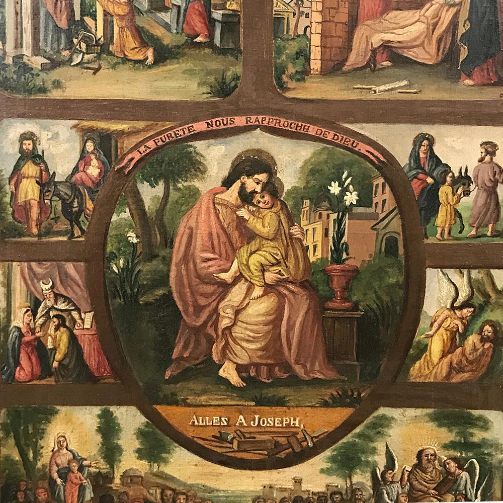 Antique Framed Oil Painting, Montage of Saint Joseph's Life For Sale 1