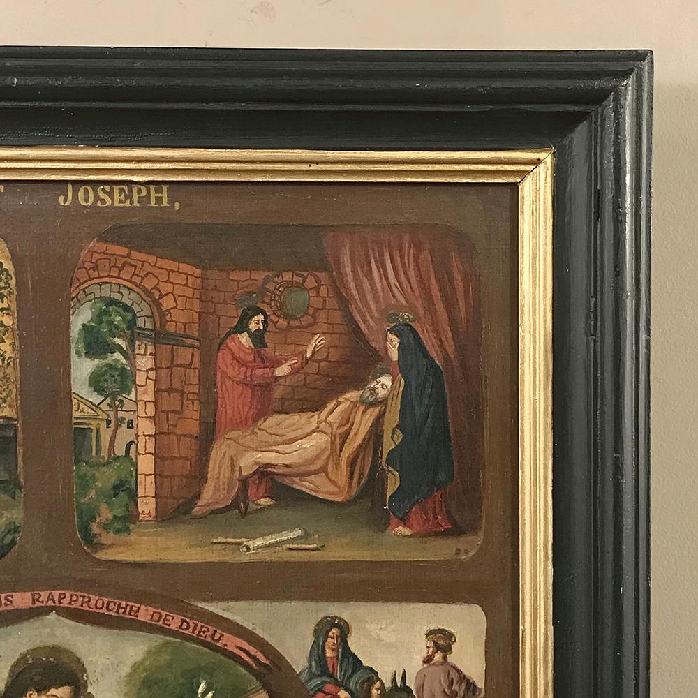 Renaissance Revival Antique Framed Oil Painting, Montage of Saint Joseph's Life For Sale