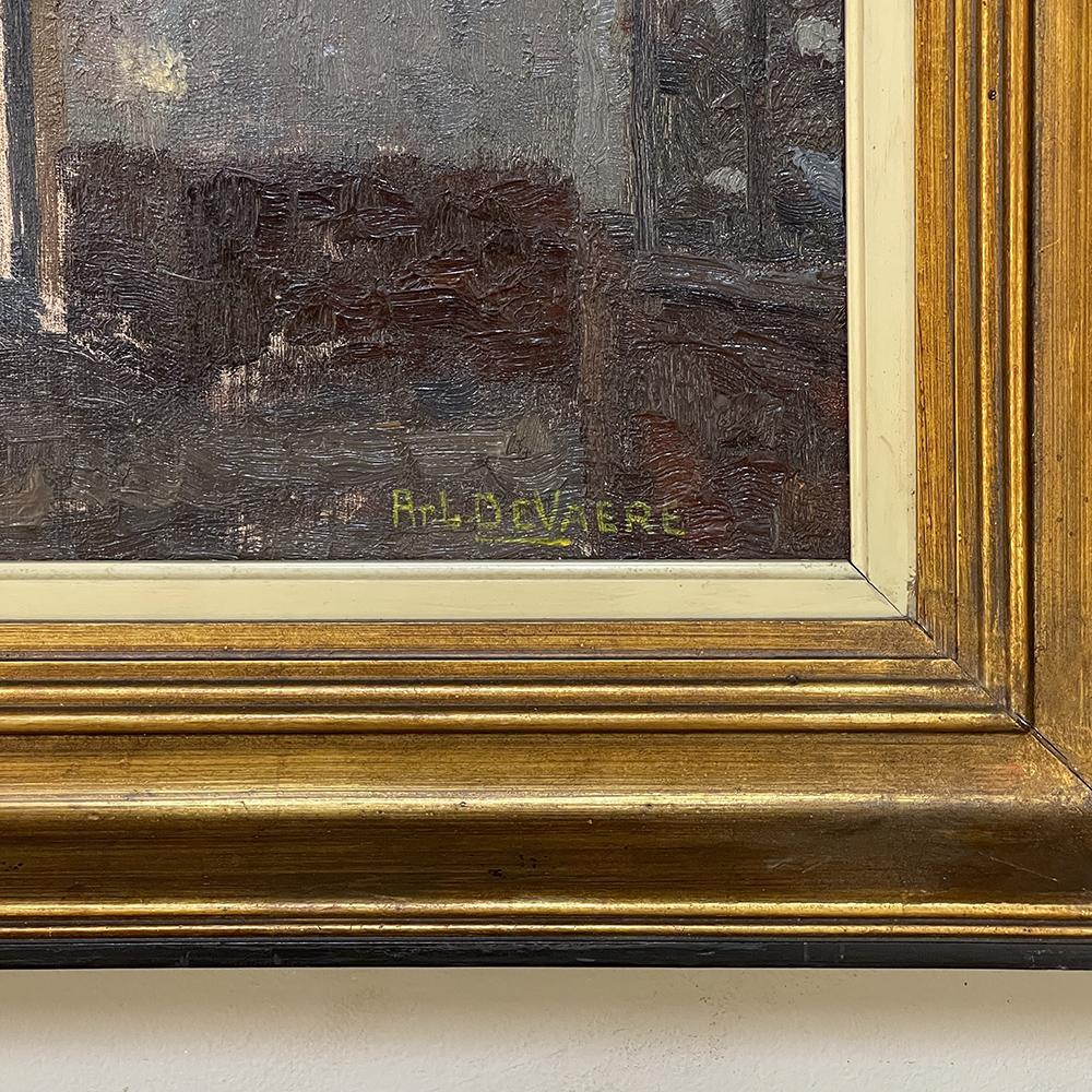 Wood Antique Framed Oil Painting on Board by Antoon DeVaere For Sale