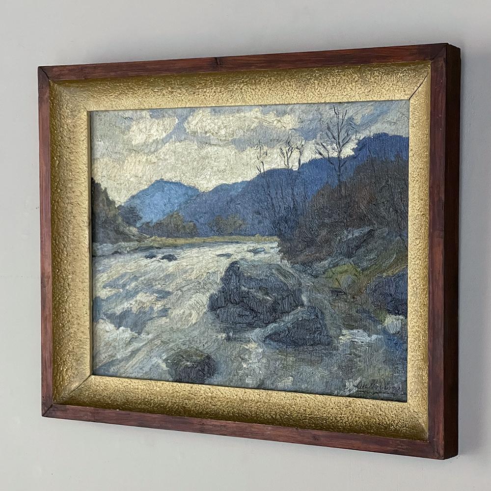 Expressionist Antique Framed Oil Painting on Board by Lucien Houbiers '1876-1943' For Sale