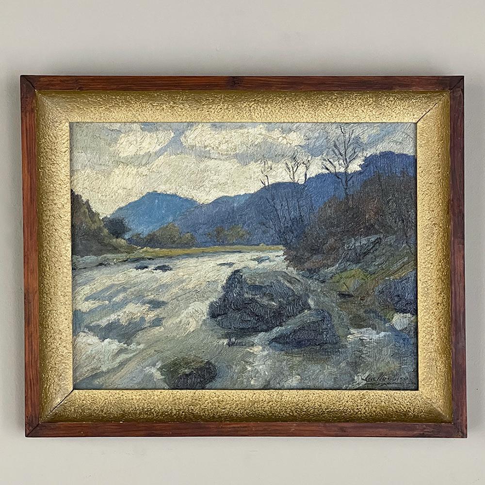 Belgian Antique Framed Oil Painting on Board by Lucien Houbiers '1876-1943' For Sale