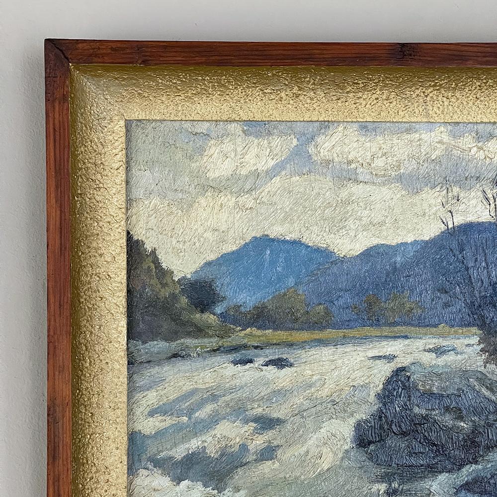 Hand-Painted Antique Framed Oil Painting on Board by Lucien Houbiers '1876-1943' For Sale