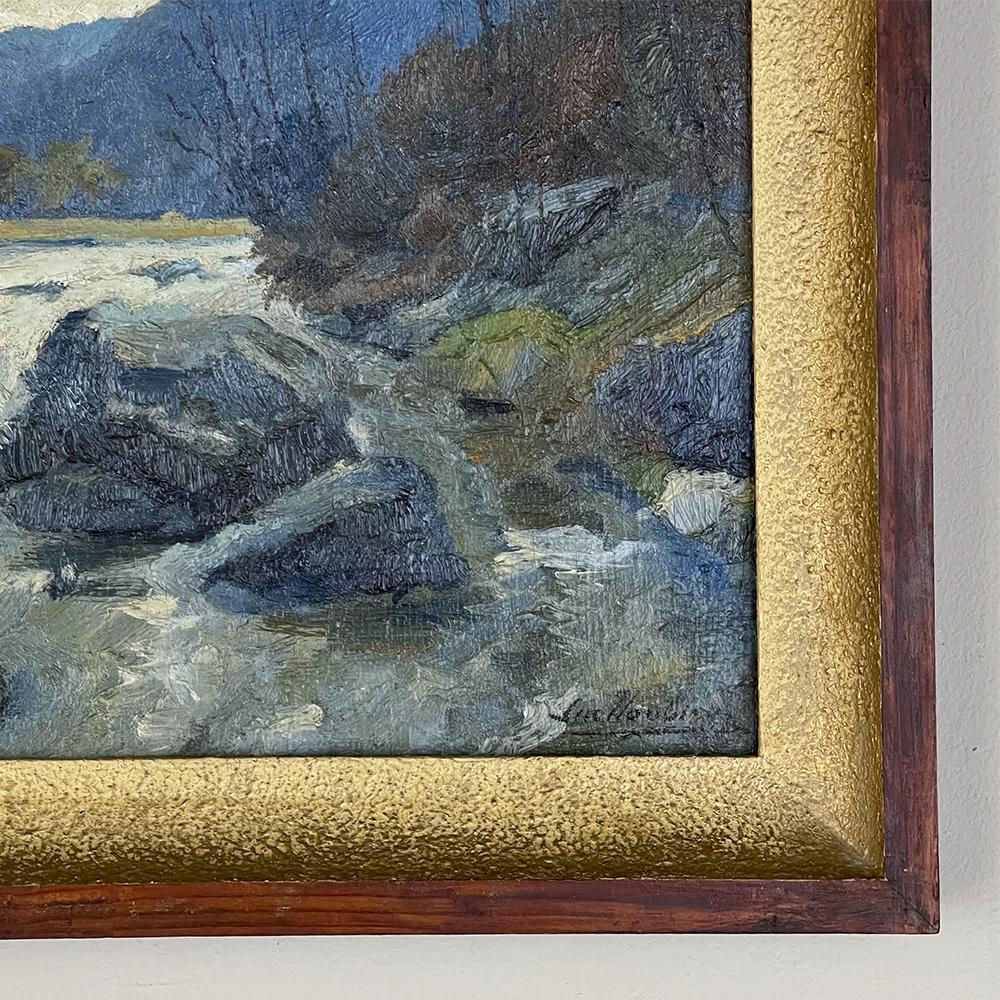 Early 20th Century Antique Framed Oil Painting on Board by Lucien Houbiers '1876-1943' For Sale