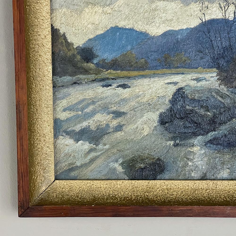 Wood Antique Framed Oil Painting on Board by Lucien Houbiers '1876-1943' For Sale